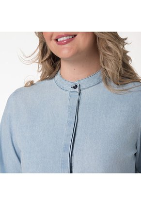 Blusa Denim Cuello Neru Para Mujer Lec Lee - Índigo Claro M/Azul