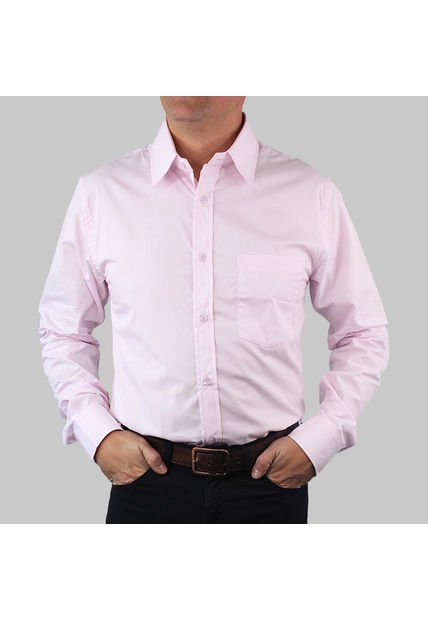 Camisa Unicolor Para Hombre Rosada