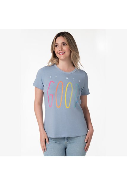 Camiseta Manga Corta Para Mujer Lec Lee - Azul