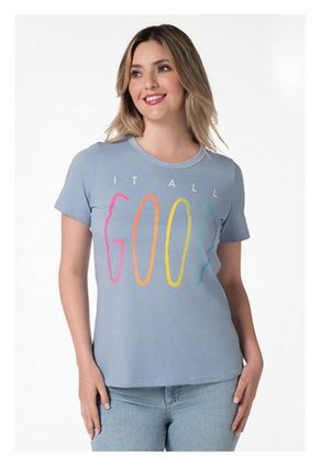 Camiseta Manga Corta Para Mujer Lec Lee - Azul