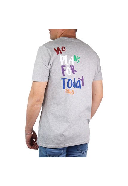 Camiseta Básica Hombre Lec Lee Gris-Azul Rey
