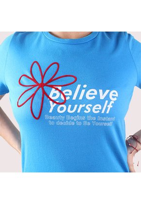 Camiseta Manga Corta Para Mujer Lec Lee Azul Turqueza