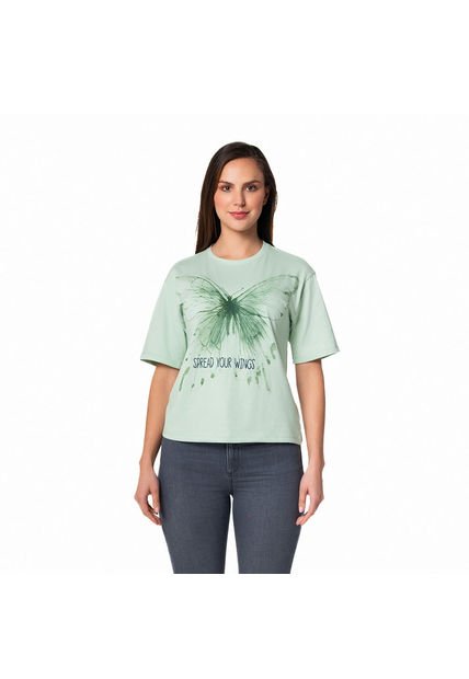 Camiseta Regular Manga Corta Para Mujer Lec Lee