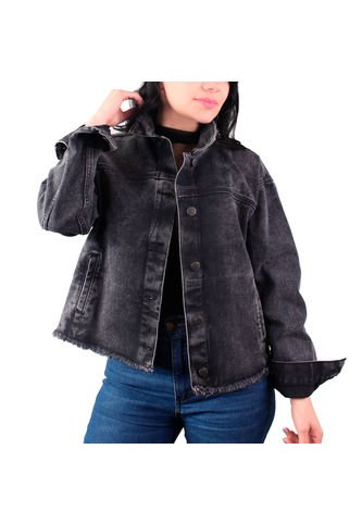 Chaqueta En Denim Mujer Lec Lee Gris Oscuro Lec Lee