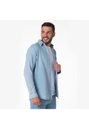 Camisa De Jean Para Hombre - Índigo Claro