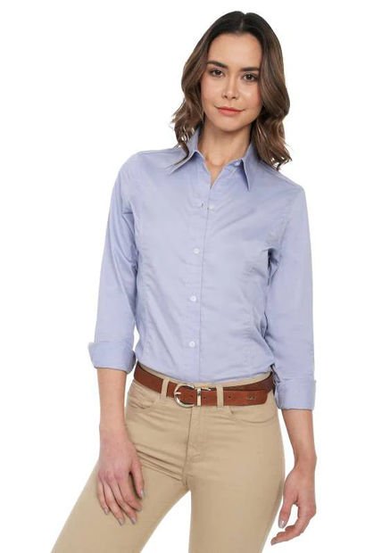 Blusa Basic Fem Manga Larga Lec Lee Para Mujer - Azul Claro