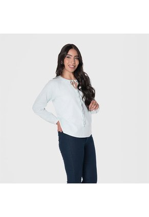 Blusa Cuello Neru Con Abertura - Verde Claro