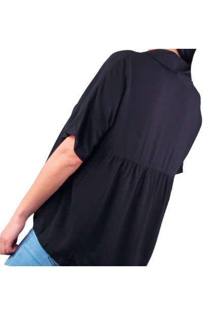 Blusa Cuello Camisero Para Mujer Lec Lee Negro