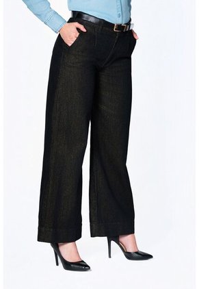 Jean Palazzo Negro Para Mujer Lec Lee