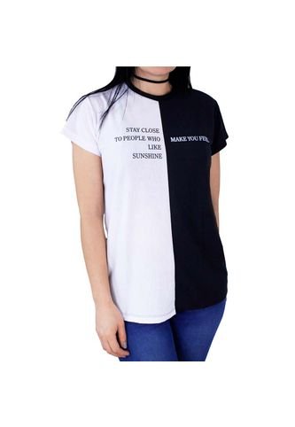 Lec Lee - Camiseta Doble Color Para Mujer Lec Lee - Blanco