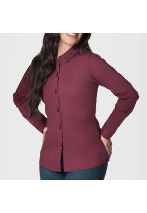 Blusa Cuello Camisero Vinotinto