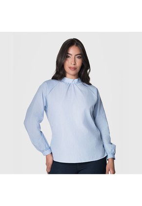 Blusa Cuello Alto Azul Hortensia