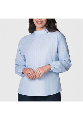 Blusa Cuello Alto Azul Hortensia