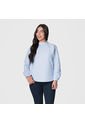 Blusa Cuello Alto Azul Hortensia de Lec Lee