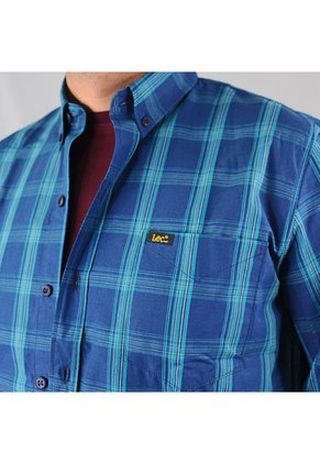Camisa A Cuadros Hombre Lec Lee Azul Petroleo