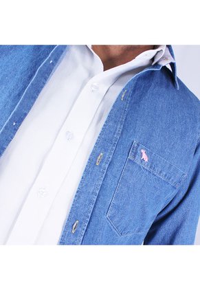 Camisa En Denim Para Hombre Lec Lee Índigo Claro