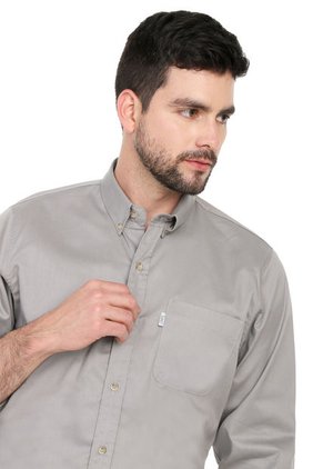 Camisa Gris Claro Manga Larga Dril Lec Lee