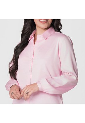 Blusa Cuello Camisero Rosada
