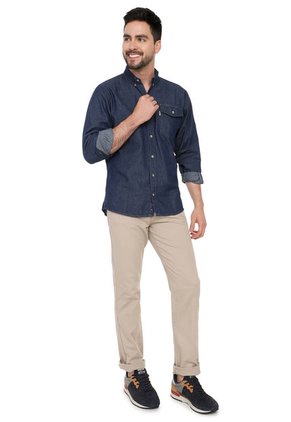 Camisa Índigo Oscuro Manga Larga Lec Lee