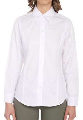 Blusa Blanca Basic Fem Manga Larga Lec Lee