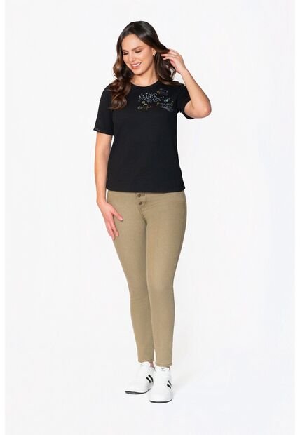 Camiseta Manga Corta Para Mujer Lec Lee Negro/L