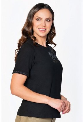 Camiseta Manga Corta Para Mujer Lec Lee Negro/L