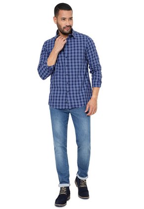 Camisa Azul Oscuro Cuadros Lec Lee