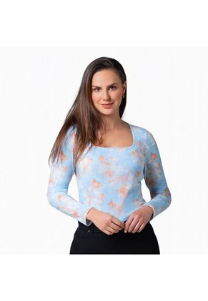Blusa Estampada Mujer Lec Lee Azul Claro