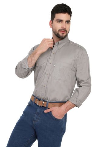 Camisa Basic Manga Larga Lec Lee Para Hombre - Gris Claro XL Lec Lee