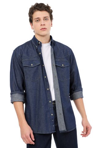 Camisa Índigo Oscuro De Jean Basic Lec Lee Lec Lee