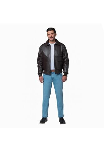 Chaqueta Cuero Hombre Lec Lee Café Lec Lee