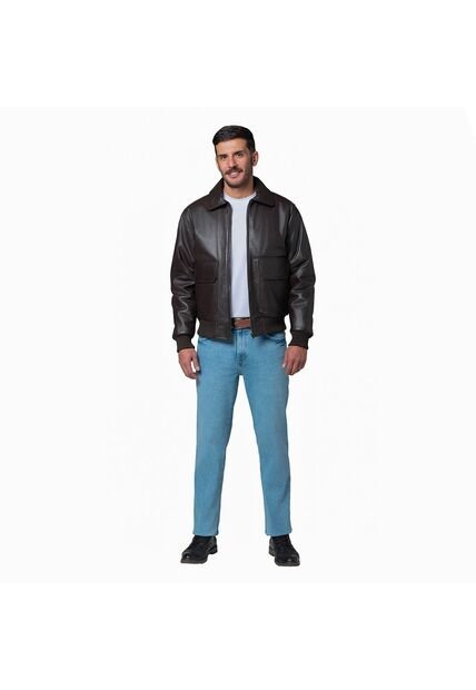 Chaqueta Cuero Hombre Lec Lee Café