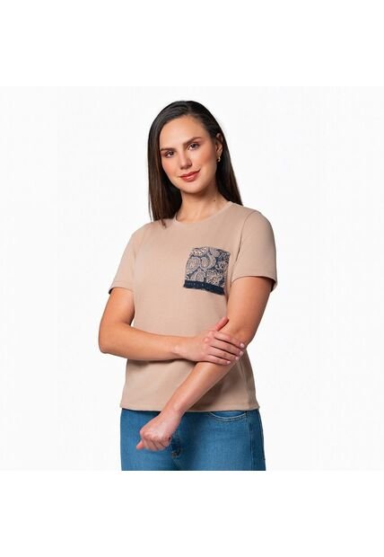 Camiseta Cuello Redondo Lec Lee Caqui