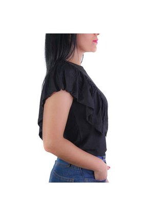 Camisa Con Manga De Boleros Para Mujer Lec Lee - Negro