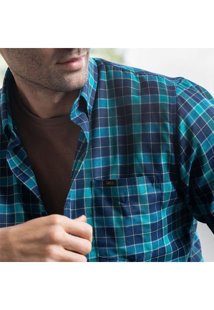 Camisa Leñadora Para Hombre Lec Lee - Verde Esmeralda