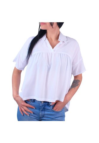 Blusa Cuello Camisero Para Mujer Lec Lee Blanco Lec Lee