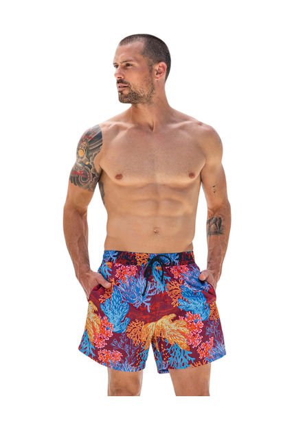 Masculino Swimwear Pantaloneta Rojo LEO 505030