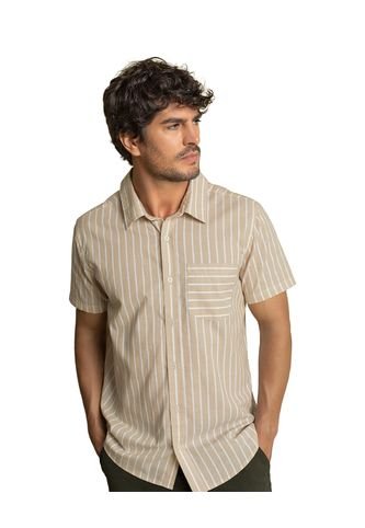 Camisa Manga Corta Masculina De Rayas M3021 Rayas Arena Leo