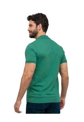 Camiseta Tipo Polo Con Bordado En Frente M2806M Verde Oscuro
