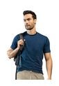 Leo Camiseta Manga Corta Con Logo Bordado En Frente M2843M Azul de Leo