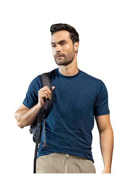 Leo Camiseta Manga Corta Con Logo Bordado En Frente M2843M Azul