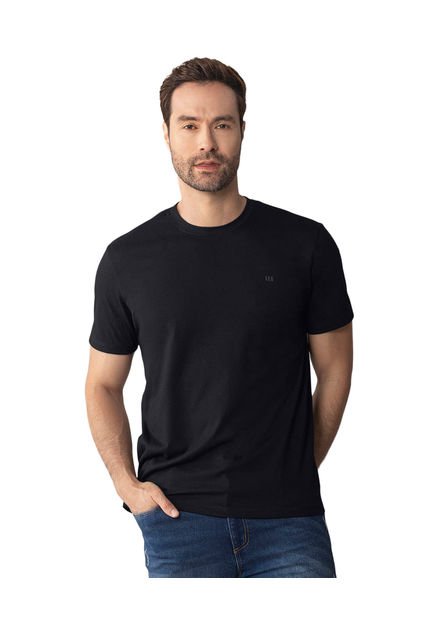 Leo Camiseta Manga Corta Con Logo Bordado En Frente M2843M Negro