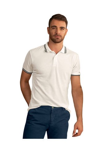 Camiseta Tipo Polo Con Cuello Y Mangas Tejidas M2654M Blanco Leo