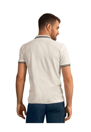 Camiseta Tipo Polo Con Cuello Y Mangas Tejidas M2654M Blanco