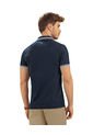 Camiseta Tipo Polo Con Cuello Y Mangas Tejidas M2654M Azul Oscuro de Leo