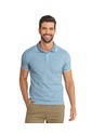 Camiseta Tipo Polo Con Cuello Y Mangas Tejidas M2654M Azul Claro de Leo
