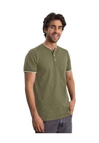 Camiseta Con Cuello Y Puños Tejidos En Contraste M2975 Verde Leo