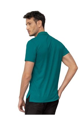 Camiseta Tipo Polo Con Perilla Funcional Con Puños Y Cuello Tejido M2888S Verde Azul