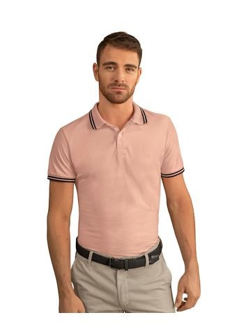 Camiseta Tipo Polo Con Cuello Y Mangas Tejidas M2654M Rosa Leo