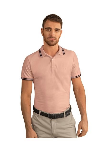 Camiseta Tipo Polo Con Cuello Y Mangas Tejidas M2654M Rosa